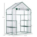5' x 2.5' x 6.5' Mini Walk-in Greenhouse Kit, Portable Green House with 3 Tier Shelves, Roll-Up Door, and Weatherized Plastic Cover for Backyard Garden, Clear - Image 3