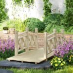 5 ft. Wooden Garden Bridge Footbridge for Backyard Ponds, Creeks, Streams, Nature Wood - Image 2