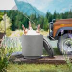 2.6 Gal Outdoor Side Table, 3-In-1 Concrete Cooler Bar Table with Storage, Removable Ice Bucket and Lid, Gray - Image 8