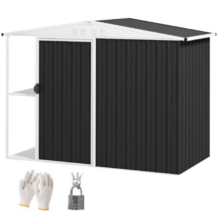 Outdoor Garden Shed with Air Vents, 8' x 4', Dark Gray