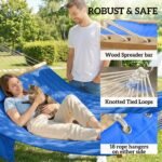 Outdoor Hammock 2-Person, with Pillow & Pad, 440 lbs Capacity, Navy Blue - Image 6
