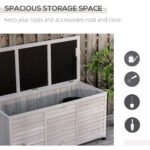 75 Gallon Wooden Deck Box, Outdoor Storage Container with Aerating Gap & Weather-Fighting Finish, Grey - Image 6