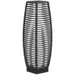 Solar Floor Lamp, Outdoor Rattan Garden Lantern Pathway Light & Decorative Driveway Lighting with Auto LED Lights, Gray