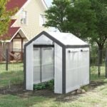 Outdoor Walk-In Tunnel Greenhouse with Roll-up Windows, Zippered Mesh Door, & Weather Cover, 8' x 6' x 7.4' - Image 2