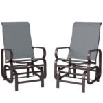 Gliding Lounger Chair Set of 2, Single Rockers with Lightweight Metal & Mesh Construction, Gray