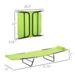 Folding Chaise Lounge Chair, Pool Sun Tanning Chair, Outdoor Lounge Chair with Reclining Back, Breathable Mesh Seat, Headrest for Beach, Yard, Patio, Green - Image 3