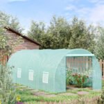 20' x 10' x 7' Walk-In Tunnel Greenhouse with Zippered Door & 8 Mesh Windows, Large Garden Green House Kit, Galvanized Steel Frame, Green - Image 2
