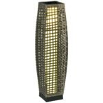 Solar Floor Lamp, Outdoor Garden Lantern Pathway Light & Decorative Driveway Lighting with Auto On/Off LED Lights for Porch, Yard, Lawn, Courtyard, Deck, Gray
