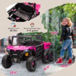 24V 4WD Kids Ride On Car with 6 Wheels Electric Ride On Car with Dump Bed, Remote for 3-8 Years, Pink - Image 3