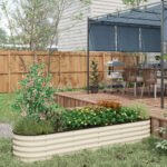 7.9' x 2' x 1.4' Galvanized Raised Garden Bed Kit, Metal Planter Box with Safety Edging, Cream - Image 2
