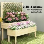 2-Tier Raised Garden Bed with Trellis, Elevated Planter Box for Climbing Plants, Natural - Image 4