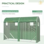 10' x 3' x 7' Walk-in Lean-to Greenhouse, Steel, 4 Zipper Roll-up Windows & 2 Doors, UV Protecting PE Cover for Growing Flowers, Vegetables, Tropical Plants, Saplings, Succulents, Green - Image 6