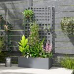 Galvanized Raised Garden Bed Planter Box with Trellis for Climbing Plants, Vegetable, Vines, 35" x 16" x 70", Gray - Image 8