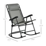 Outdoor Rocking Chair Set of 2, Patio Folding Lawn Rocker Set with Headrests for Yard, Patio, Deck, Backyard, Gray - Image 3