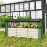 Galvanized Steel Planter Box with Crop Cage and Shade Cloth, Raised Garden Bed for Flowers, Veggies and Herbs, Beige - Image 8