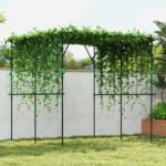 Garden Arch Trellis, 7.3 FT Tall Metal Plant Trellis Support with Climbing Net, Cucumber Trellis for Vegetables, Black - Image 2