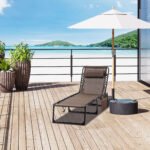 Folding Chaise Lounge Chair Outdoor, Sun Tanning Chair with Side Pocket, Carrying Strap, Portable Patio Beach Lounger with 5-Position Reclining Back, Headrest for Pool, Camping, Yard, Brown - Image 2