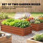Galvanized Raised Garden Bed, 4' x 2' x 1' Metal Planter Box, for Growing Vegetables, Flowers, Herbs, Succulents, Brown - Image 4