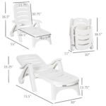 Outdoor Chaise Lounge Chair on Wheels, Waterproof, Quick Assembly, Folding, 5 Level Adjustable Backrest for Pool, White - Image 3