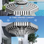 8.6FT Patio Umbrella, UPF 30+ Outdoor Market Umbrella, 2-Tier Vented Patio Table Umbrella with Crank 8 Ribs, Tiltable Porch Umbrella for Garden Deck Poolside - Image 6