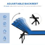 Foldable Chaise Lounge, 4-Position Reclining Back, Trifold Portable design and Breathable Mesh for Poolside,Camping, Hiking - Navy Blue - Image 4