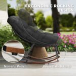 Outdoor Rocking Chair Patio Set of 2, Oversized Rocking Papasan Chairs with Cushions for Garden Porch, 265 lbs., Black - Image 4
