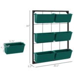 3-Tier Hanging Planter with 6 Pots for Indoor and Outdoor Use, Wall Planter, Self Draining & Wall Mounted, Green - Image 3