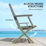 2-Person Foldable Wood Outdoor Bench with Backrest and Armrests for Garden, Porch, Park, Balcony, Gray - Image 5