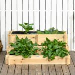 3 Tier Raised Garden Bed, Water Draining Fabric for Soil, Elevated Wood Flower Box for Vegetables, Herbs, Natural - Image 8