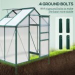 6' x 4' Greenhouse for Outdoors, Polycarbonate Greenhouse with Rain Gutter and Roof Vent, Aluminum Walk-in Green Houses for Outside for Patio Backyard Garden, Dark Green - Image 8