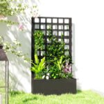 Galvanized Raised Garden Bed Planter Box with Trellis for Climbing Plants, Vegetable, Vines, 24" x 9" x 44.5", Black - Image 8