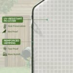 Portable Greenhouse, Water/UV Resistant Walk-In Small Outdoor Green House with 2 Tier Flower Rack Shelves, White - Image 5