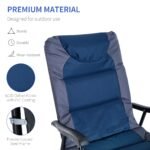 2 Piece Outdoor Patio Furniture Set with 2 Folding Padded Rocking Chairs, Bistro Style for Porch, Camping, Balcony, Navy Blue - Image 6