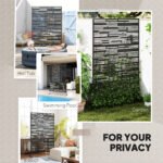 78" H x 48" W Metal Outdoor Privacy Screen, Freestanding Decorative Privacy Fence Screen for Balcony, Black - Image 6