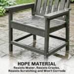 All-Weather Patio Chair, HDPE Patio Dining Chair, Heavy Duty Wood-Like Outdoor Furniture for Garden, Backyard, Deck, Porch, Lawn, Gray - Image 5