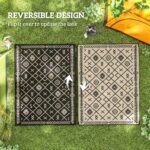 Reversible Outdoor Rug, Waterproof Plastic Straw with Carry Bag, 9' x 12', Black & Beige Rhombus - Image 7
