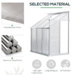 6' x 4' Aluminum Lean-to Greenhouse Polycarbonate Walk-in Garden Greenhouse with Adjustable Roof Vent, Rain Gutter and Sliding Door for Winter, Clear - Image 4