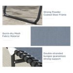 2 Folding Chaise Lounge Pool Chairs with 4-Position Reclining Back, Pillow, Breathable Mesh & Bungee Seat, Gray - Image 5