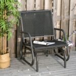 Outdoor Glider Chair, Steel Swing Chai with Curved Armrests for Porch, Garden, Poolside, Balcony, Black - Image 2