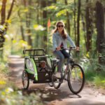 2-in-1 Walk/Ride Child Baby Bike Trailer for Kids 2 Seater, High-Visibility Bike Stroller for Toddler Wagon, Weather-Strong Double Bicycle Trailer Accessory, Green - Image 2