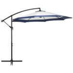 10FT Cantilever Umbrella, Offset Patio Umbrella with Crank and Cross Base for Deck, Backyard, Pool and Garden, Hanging Umbrellas, Navy Blue