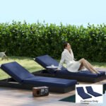 2-Piece Patio Chair Cushions with Backrests, Replacement Cushions for Outdoor Lounge Chair, Navy - Image 2
