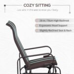 1-Person Outdoor Glider Swing, Single Rocker, Ergonomic Head Support, with Lightweight Metal & Mesh Construction, Supports Up to 352 lbs., for Backyard, Garden, Porch, Brown - Image 5