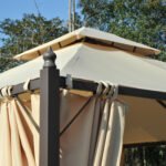 10' x 10' Steel Outdoor Patio Gazebo with Polyester Privacy Curtains, Two-Tier Roof for Air, Large Design - Image 7
