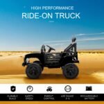 12V Battery Powered Kids Ride On Car Off Road Truck Toy w/ Parent Remote, Black - Image 4