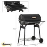 30" Portable Charcoal Barbecue Grill with Wheels Outdoor Barbecue with Adjustable Charcoal Rack, Storage Shelf, for Garden Camping Picnic - Image 3