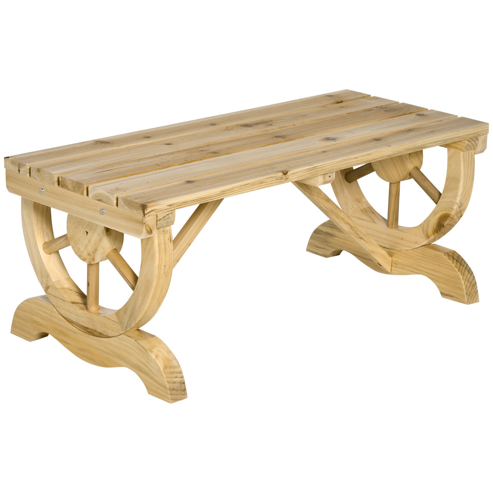 S5g98a1955fd7681a.jpg 2-Person Garden Bench Outdoor Wagon Wheel Porch Bench for Backyard, Patio, Garden Natural - Image 1