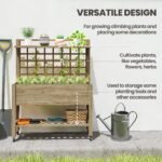41" Raised Garden Bed Mobile Elevated Wooden Planter Box Stand with Wheels, Trellis and Storage Shelf, Dark Brown - Image 4