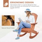 Adirondack Rocking Chair, with Slatted Wooden Design, Fanned Back, Ergonomic Armrests, & Classic Rustic Style, For Porch, Patio, Backyard, Teak - Image 5