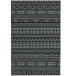 Reversible Outdoor Rug, Waterproof Plastic Straw with Carry Bag, 6' x 9', Black & Gray Geometric Wall